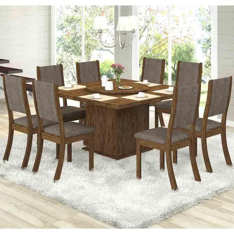 Conjunto para Sala de Jantar Mesa e 8 Cadeiras Siena Móveis