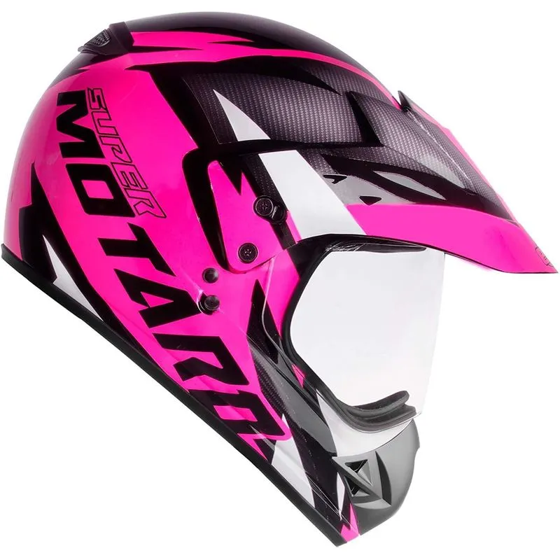 Capacete Moto Ebf Super Motard Iron Rosa/Preto 60