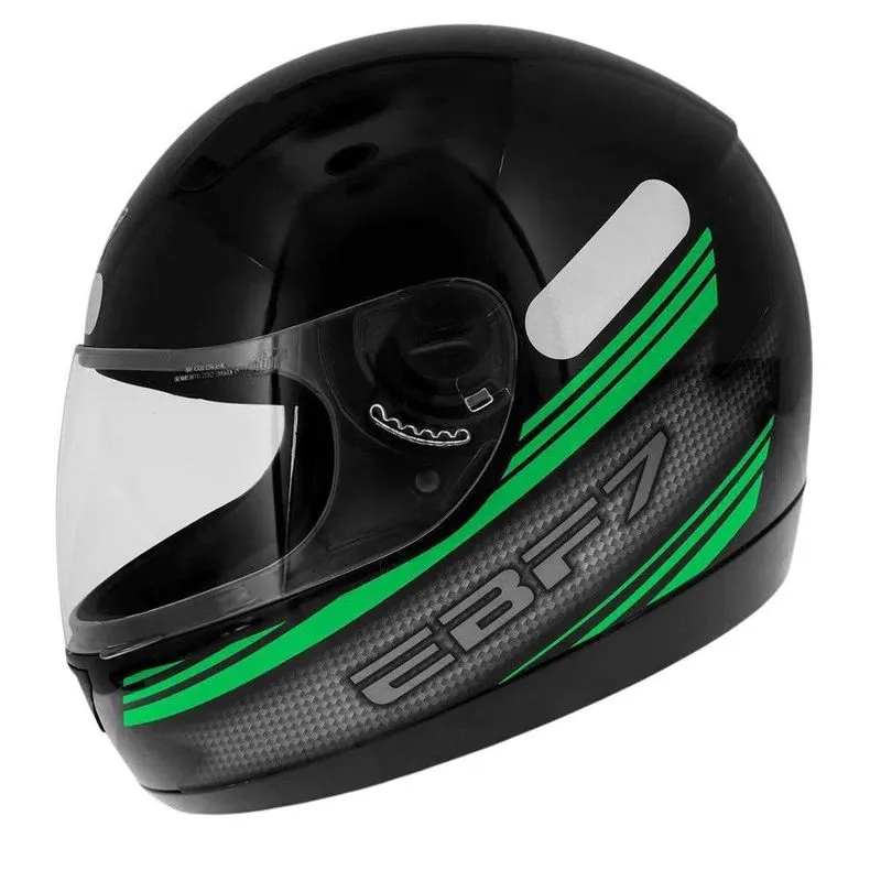 Capacete Moto Ebf New 7 Carbon Verde/Preto 58