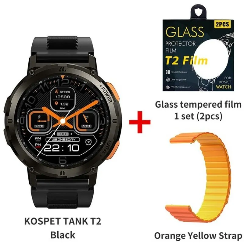 Tanque Relógio Smart Kospet T2 1,43 Preto+pulseira A Película
