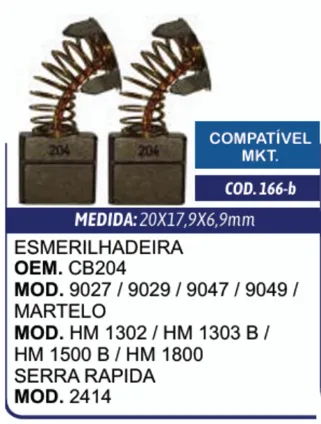 Escova de Carvão C166-BG para Esmerilhadeira Makita 9027 / 9029 / 9047 / CB-204 - Cia da Ferramenta