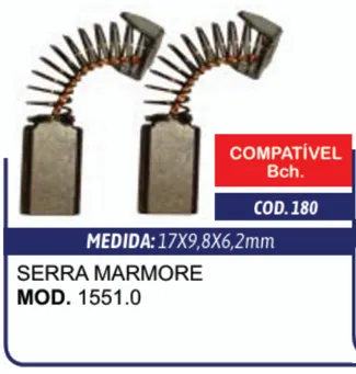 Escova de Carvão C180G para Serra Mármore Bosch 1551.0 - Cia da Ferramenta