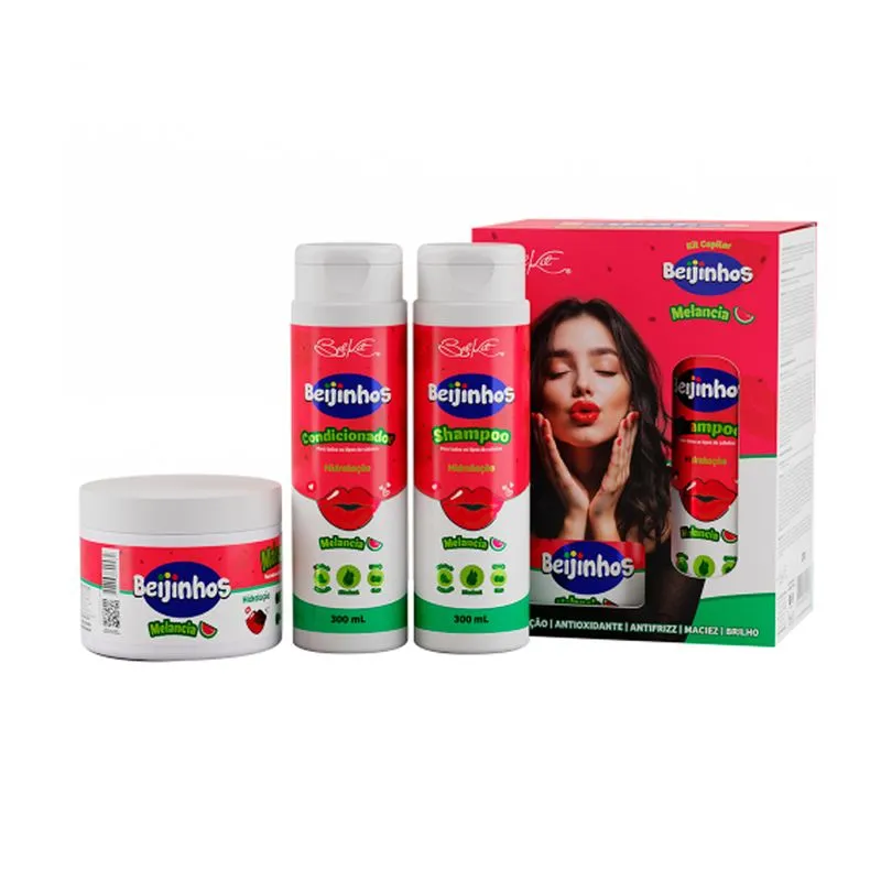 Kit Capilar Beijinhos Shampoo Condicionador e Máscara para Cabelo Belkit