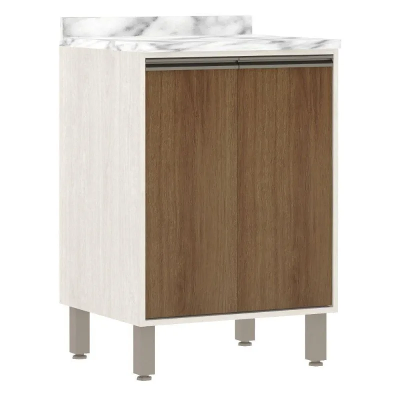 Balcão De Cozinha Com Tampo 60 Cm 2 Portas Linea Luciane Pátina Ff-avelã Ff