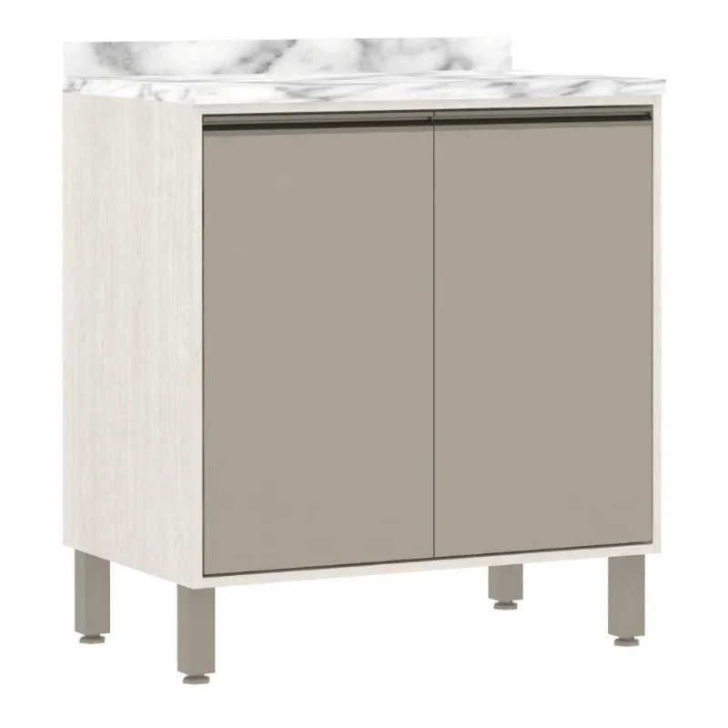 Balcão De Cozinha Com Tampo 80 Cm 2 Portas Linea Luciane Pátina Ff-mocca Laca