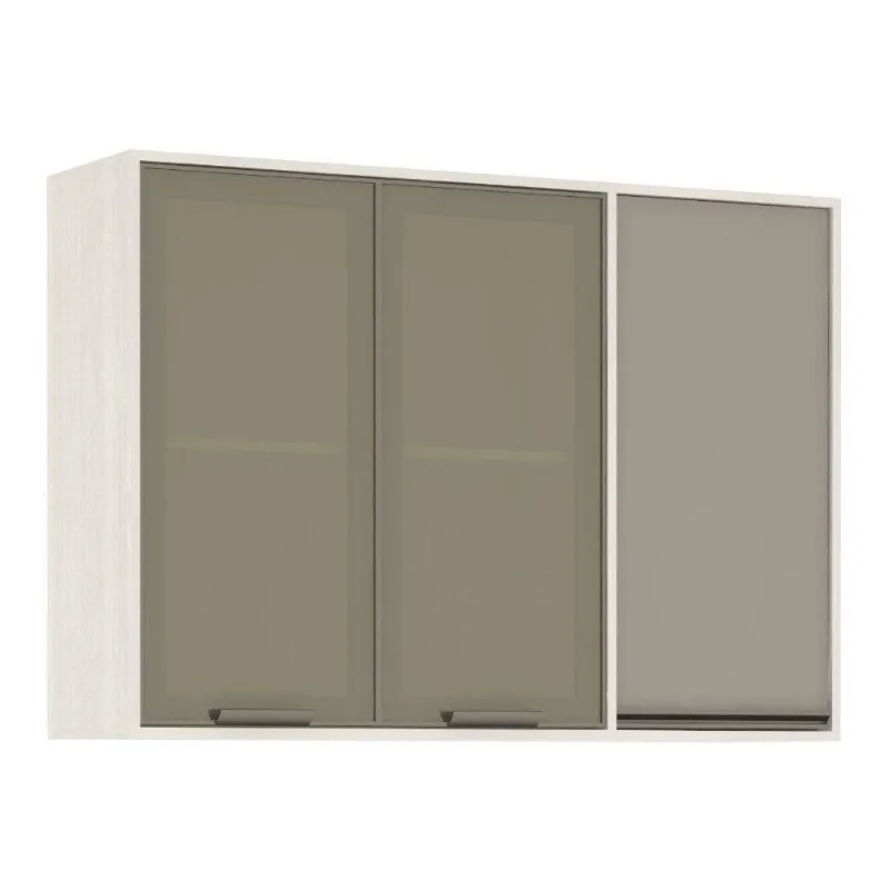 Armário Aéreo De Cozinha 120 Cm 3 Portas Linea Luciane Pátina Ff-mocca Laca