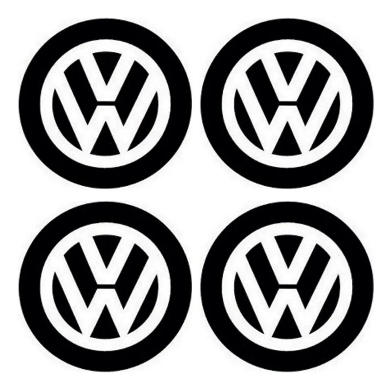 Emblema Calota 48mm Vw Pequeno Pr (4 Un)