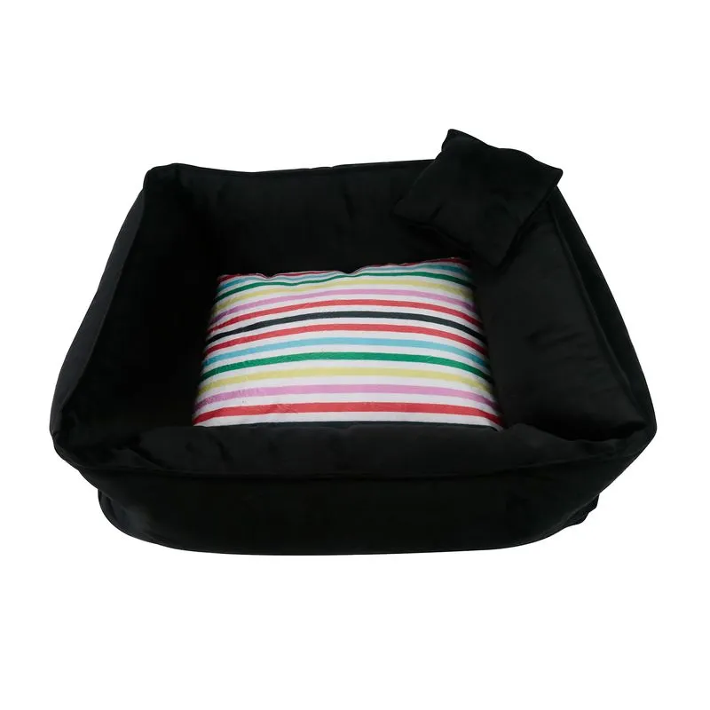 Cama Pet Preta com Listras Coloridas M - A\CASA Cama Pet preta com listras coloridas - A\CASA