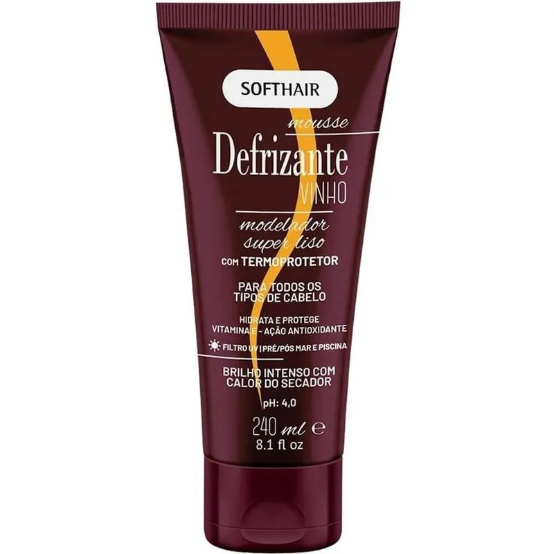 Defrizante Soft Hair Vinho Super Liso Brilho Intenso 240ml