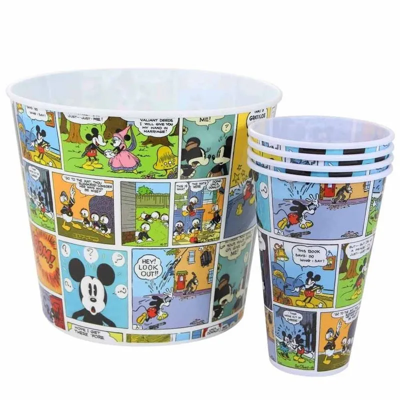 Kit Balde de Pipoca Mickey HQ Colors 5 peças