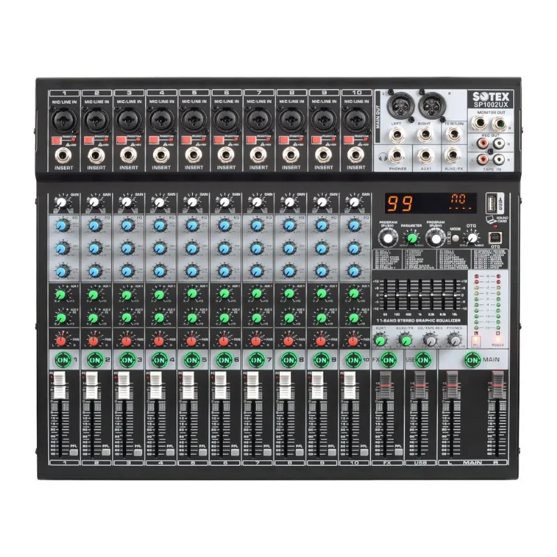 Mesa de Som Sotex SP1002UX 10 Canais Bivolt