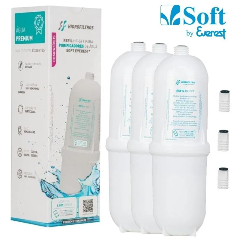 Kit 3 Refis Filtro Para Purificador Soft Everest Premium