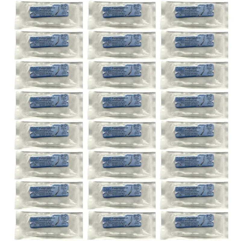 Fio Sutura Polipropileno Agulha Monofilamento Azul 24