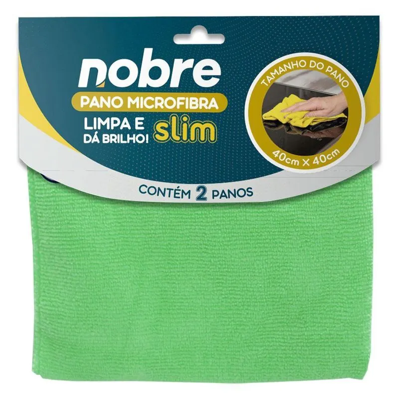 Pano De Microfibra 40X40Cm Pacote 2 Unid. Verde Slim - Nobre
