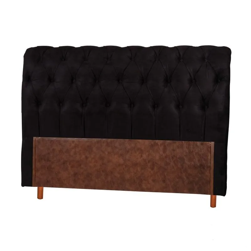 Cabeceira Casal 144x128x24 Estofada Lecce Bom Pastor Preta Cabeceira Estofada Lecce Bom Pastor Preta Casal 144x128x24