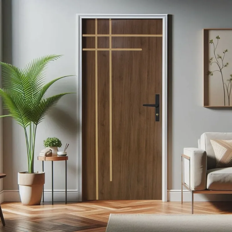 Kit Porta de Madeira 215x85cm Batente de Aço 14cm Duraplac Marrom