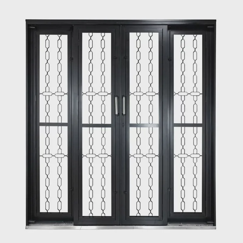 Porta de Correr de Aço 215x200cm Pantografica Grade Elo Ideal Crv Esquadrias Preto