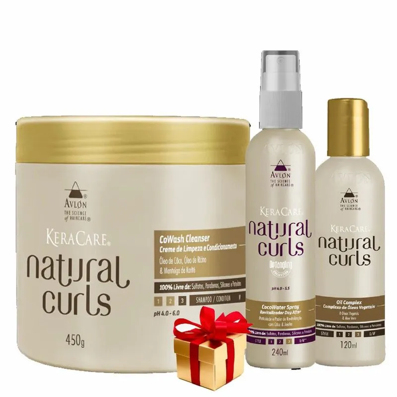 Kit Cachos Avlon - Óleo 120ml + Co-Wash 450g + Spray 240ml