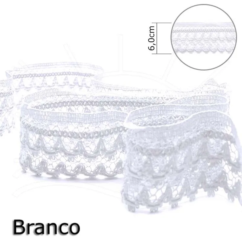 Renda Barroca Branca 6,0cm - 10m