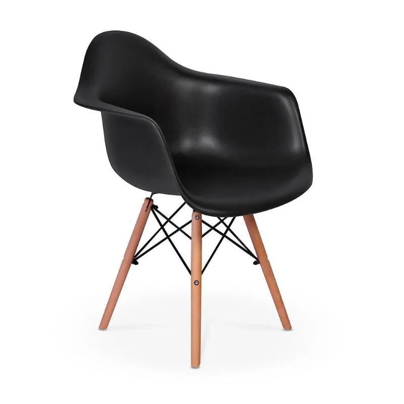 Cadeira Charles Eames Braços Preta Império Brazil Business