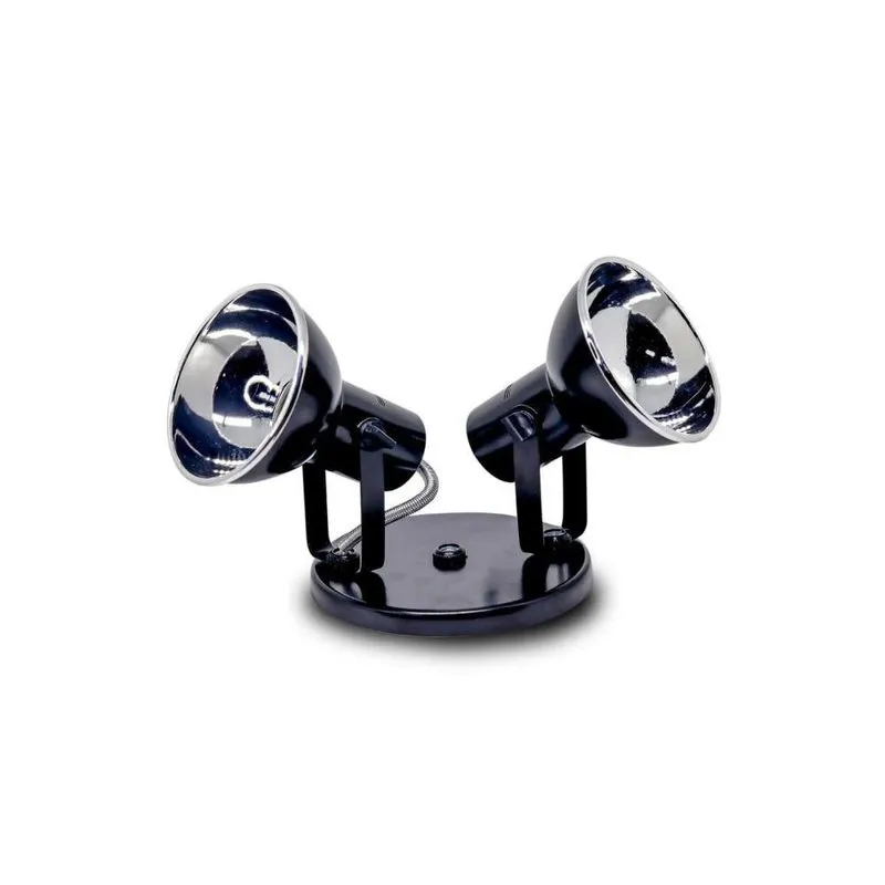 Spot Luminaria Preto Refletor 2 Lampadas 1011-2-pt