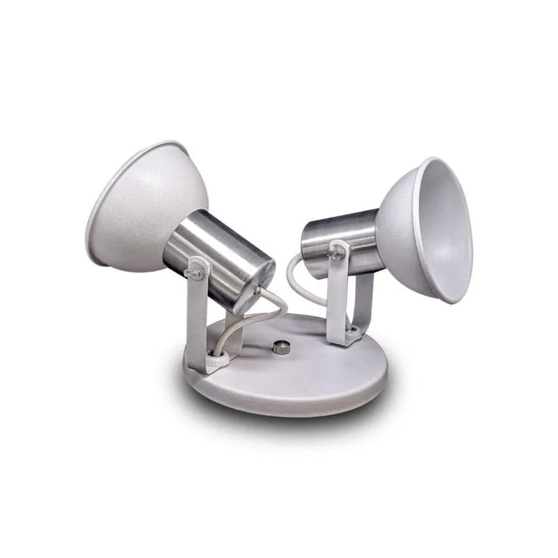 Spot Luminaria Branco Com Escovado 2 Lampadas 1014-2-br-esc