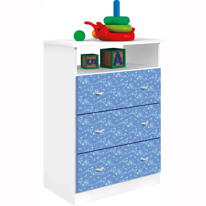 Cômoda Zanzini Emoção Branco e Azul