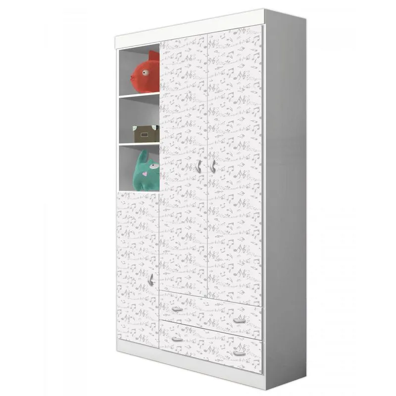 Guarda-Roupa Infantil 3 Portas Zanzini Emoção Branco