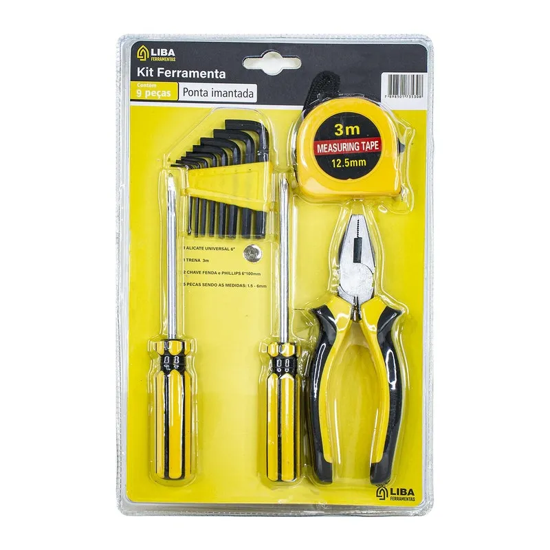 Jogo Chave Torx Fenda Phillips Alicate Universal + Trena 3M