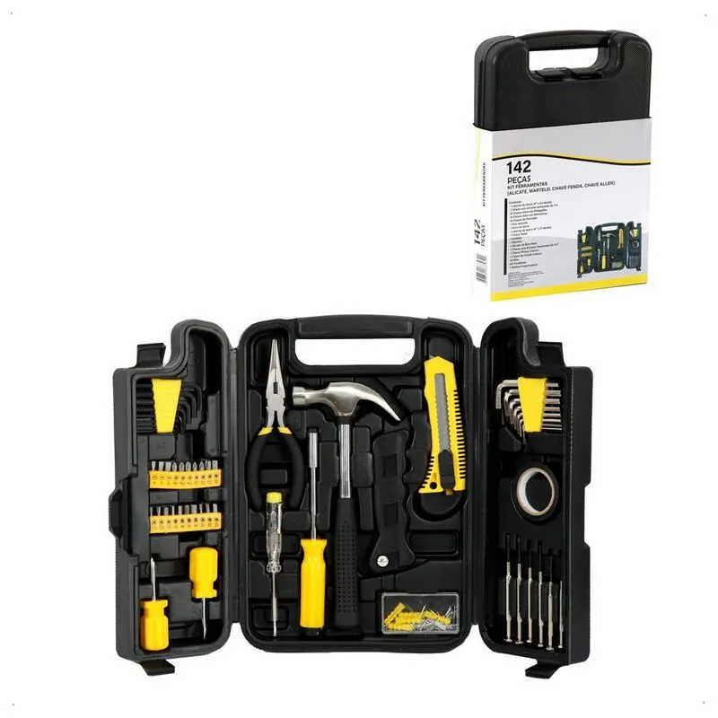 Jogo Kit Caixa Ferramentas 142 Pçs Estojo Plastico Maleta
