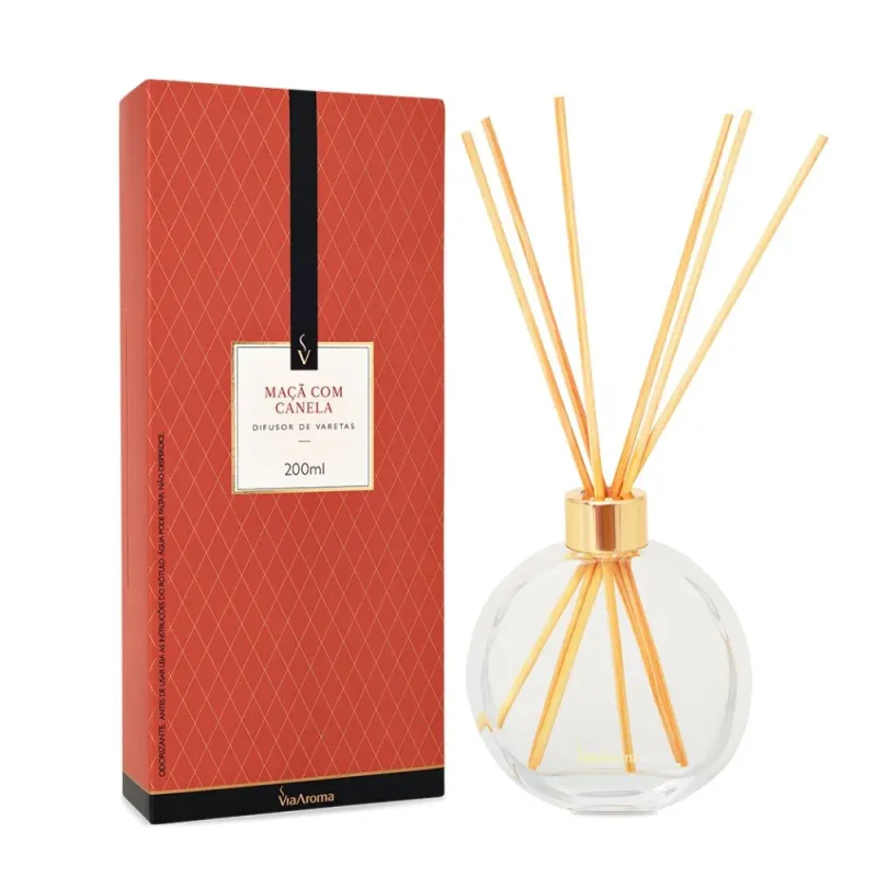 Difusor de Varetas 200ml Classica Maçã com Canela - Via Aroma
