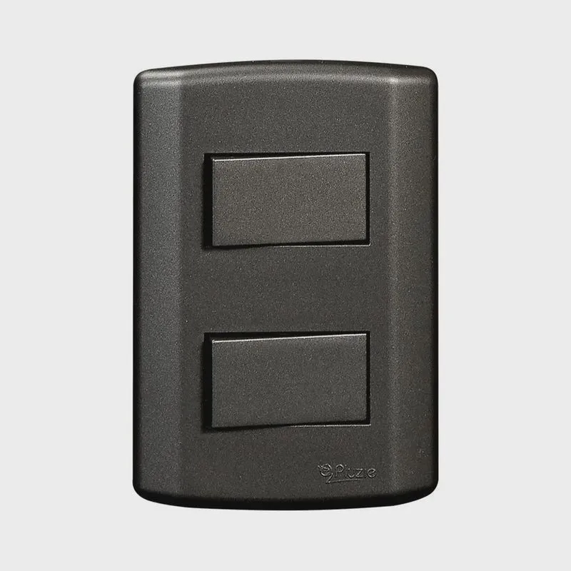 Interruptor de 2 Teclas Simples, Modular, com Placa 4x2 e Suporte Grafite