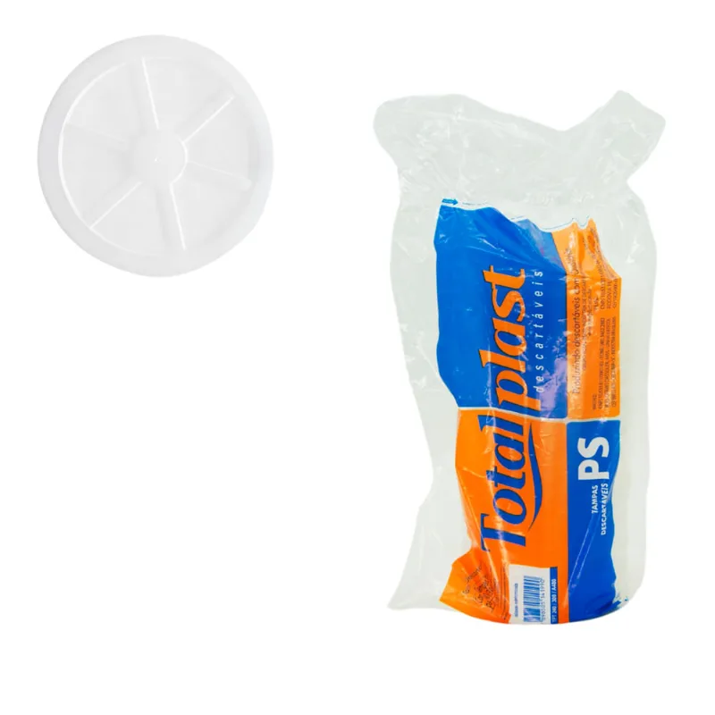 Tampa Descartável para Pote 240 300 480 ml Transparente 1183 Totalplast - 50UN