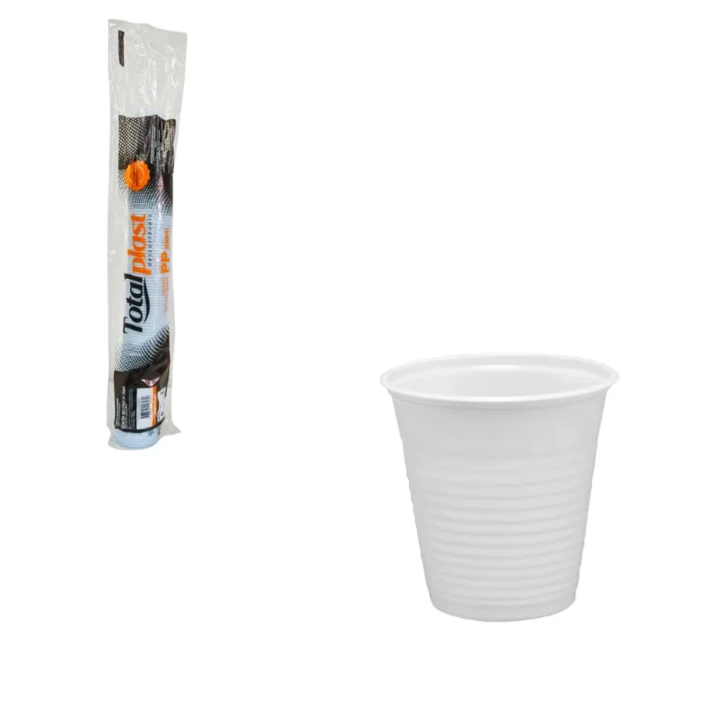 Copo descartável 200ml Branco Água PP 6171 Totalplast - 100UN