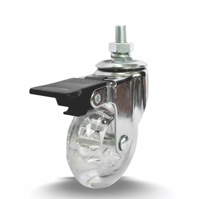 Rodízio Cromado Colson Base Girátoria 75mm Com Espiga Com Freio Roda Gel Capacidade 50kg