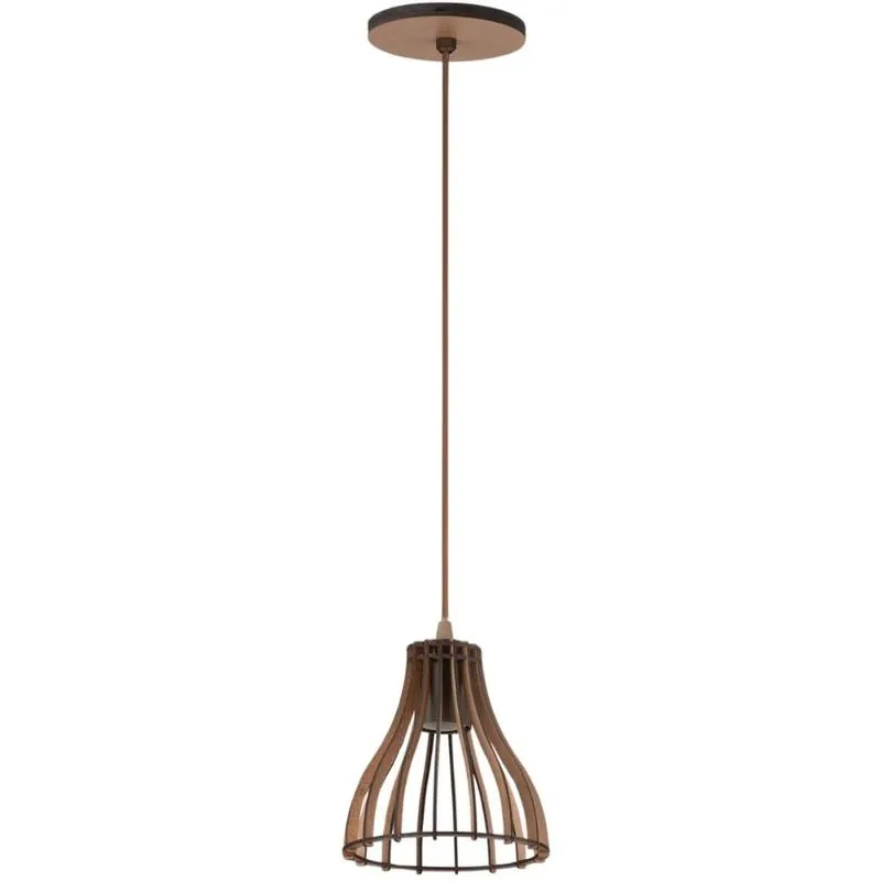 Lustre Luminária Pendente de Madeira MDF Tiffany E27 Dital Iluminação Decorativa