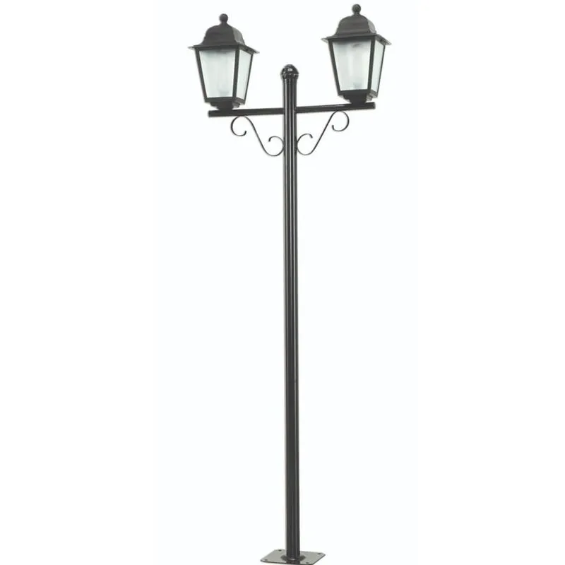 Poste de Jardim Preto Externo 2,1m Alumínio 2 Lâmpadas Bivolt Luminária Bivolt