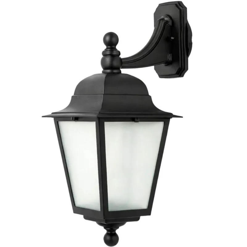 Arandela de Parede Soberana Bivolt Suporte Superior E27 Lente Fosca Termoplástico Preto Dital