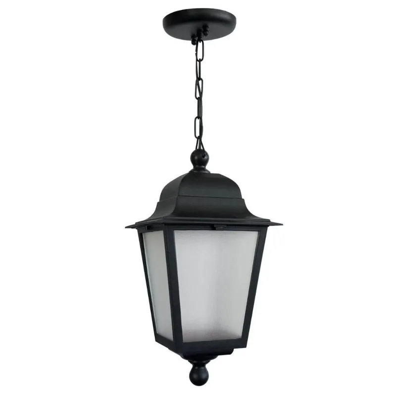 Luminária Pendente Teto 21x58cm Preta Injetado Termoplástico E27 Lente Fosca Dital Bivolt