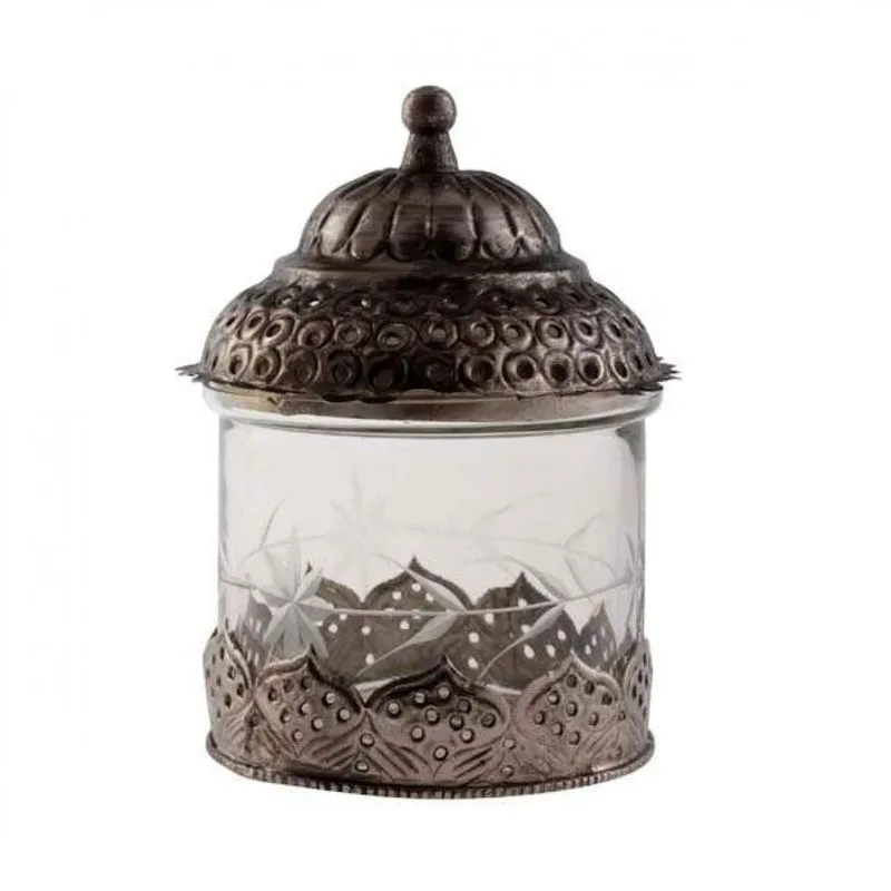 Pote de Vidro com Tampa em Metal 14cmx10 Vênus Victrix Transparente