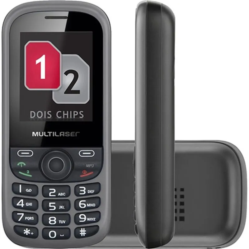 Celular Dual Chip UP Desbloqueado Preto/Cinza Rádio FM, Multilaser