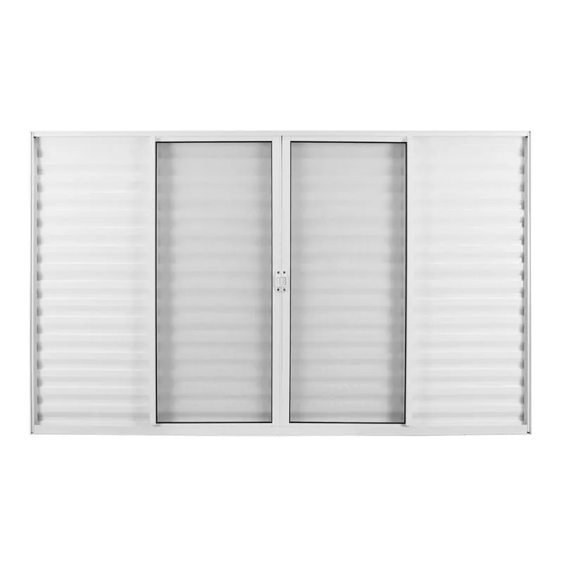 Janela de Alumínio de Correr 100x120cm 4 Folhas 2 Fixas com Grade e Vidro Mini Boreal Linha Solida MGM Branco