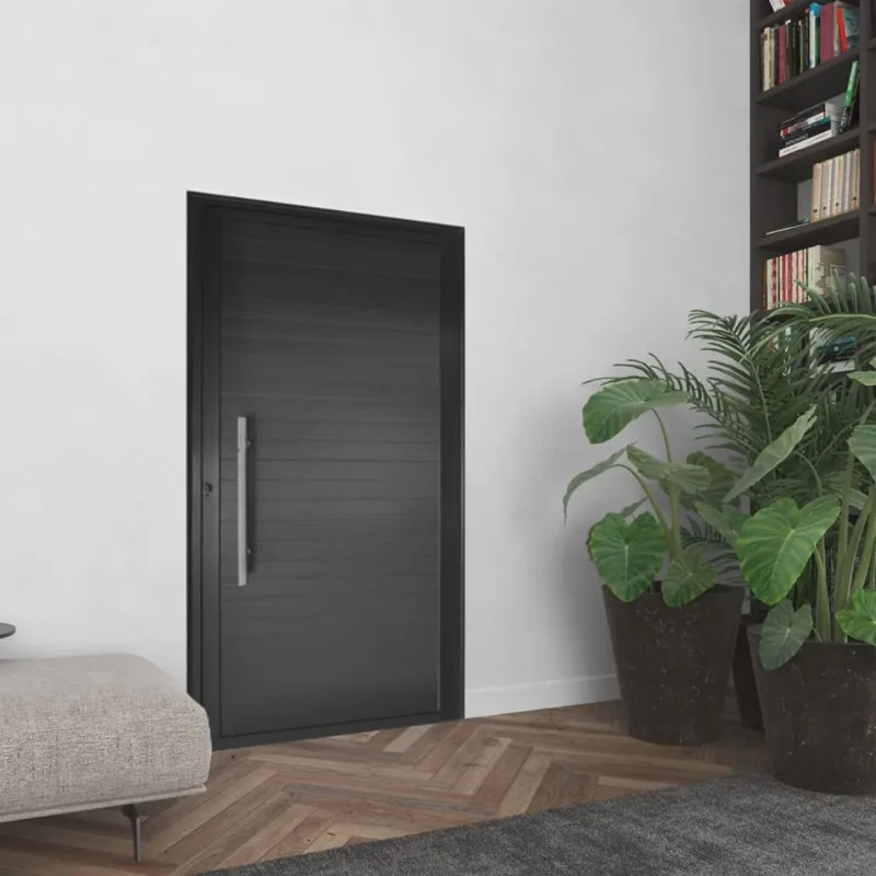 Porta Alumínio 80x210cm Lambril com Puxador Lado Direito Hale Esquadrias