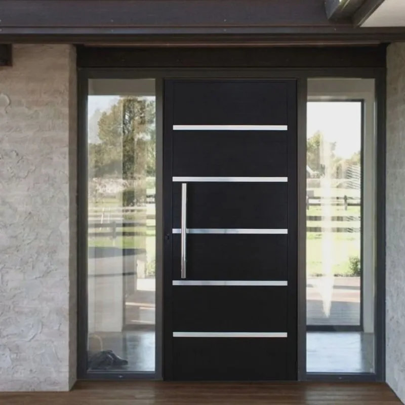 Porta Pivotante Solara Alumínio Puxador Tubolar 210 X 110 Lado Direito Preto