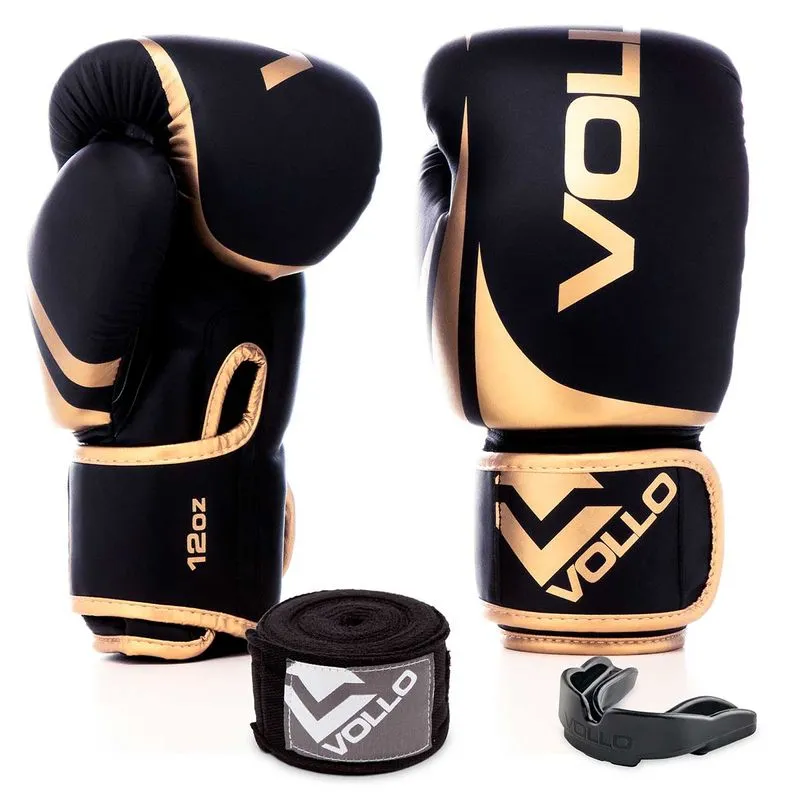 Kit de Boxe Training Vollo Flight Tamanho 12 Preto e Bege