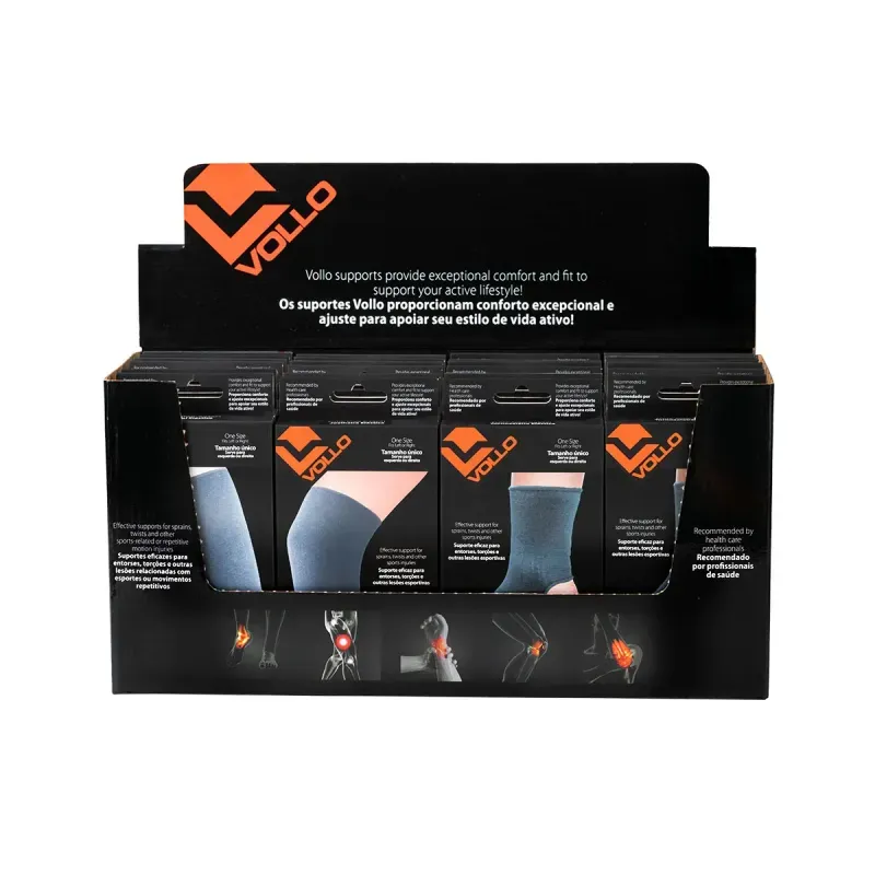 Kit Caixa 24 Suportes Elásticos Esportivos Joelheiras Tornozeleiras Coxais Vollo