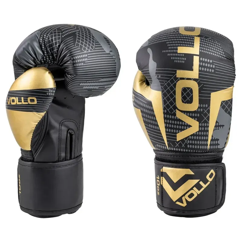 Luva de Boxe Vollo Muay Thai Kickboxing Training 10oz Preta, Cinza e Dourada Luva de Boxe Vollo Muay Thai Kickboxing Training 10oz Preta, Cinza e Dourada