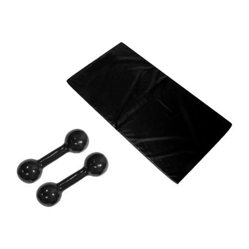 Kit Colchonete Preto + Par Halter Bola Emborrachado 4Kg