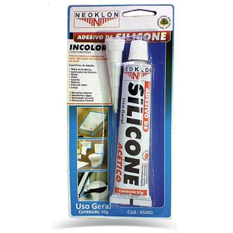 Adesivo De Silicone Acetico Incolor Bisnaga Blister Neoklon