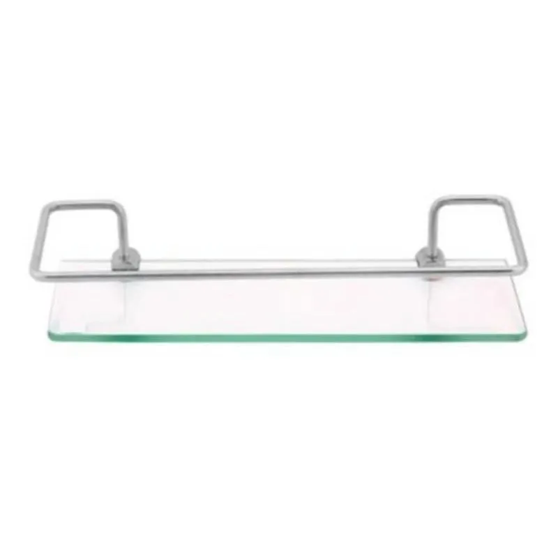 Porta Shampoo Retangular 30cm Cromado Com Vidro Incolor